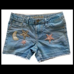 Girls embellished denim shorts